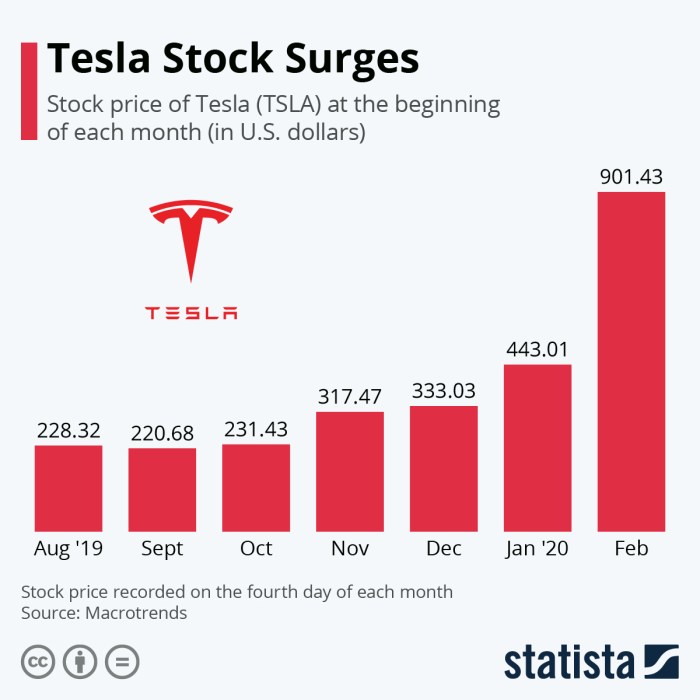 Tesla stock price 2010