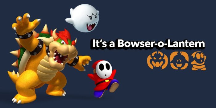 Decorating pumpkin bowser's game over face