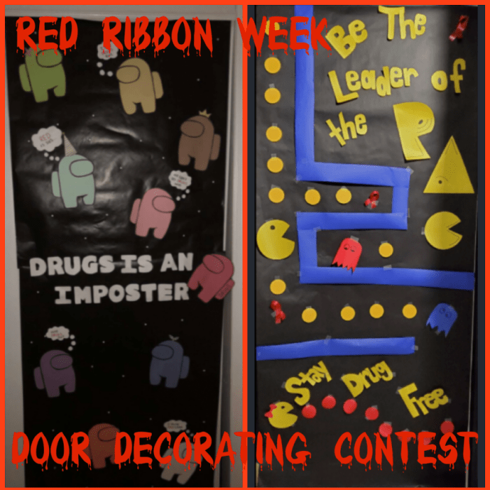 Red ribbon week door decorating ideas movie